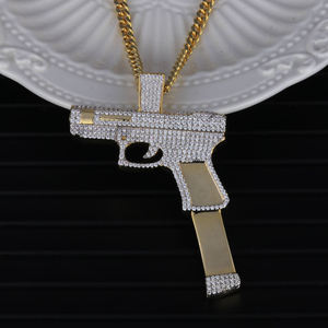 Solid 925 <b>Silver</b> gold plated Moissanite Diamond Gun <b>Pendant</b> New Design Hip Hop Jewelry With Charm <b>Pendant</b> <b>for</b> <b>men</b> - Product Image 1