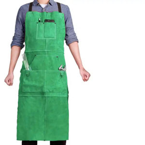 Aplicable a múltiples especificaciones Delantal de trabajo de soldadura de cuero resistente al calor y al fuego con bolsillos - Product Image 3
