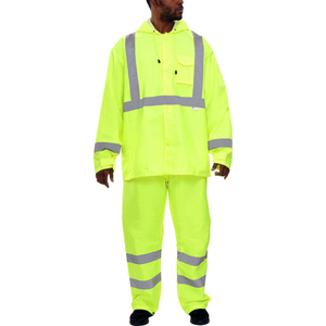 Safety <b>Rain</b> <b>Jacket</b> <b>Lightweight</b> Waterproof Hi-Vis <b>Jacket</b> Two Tone Adjustable Custom Hood for <b>Men</b> - Product Image 3