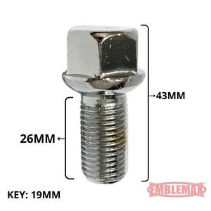 Boulon de roue en acier chromé à siège conique pour Brasilia/Kombi/Fusca 2003-M14X1.5 (16 pièces) EMBLEMAX - Product Image 2