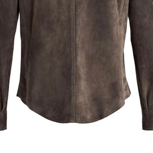 Chemises pour hommes en cuir véritable brun élégant, style personnalisé OEM, respirantes, de haute qualité, doublure en satin de cuir léger, boutons sur le devant - Product Image 4