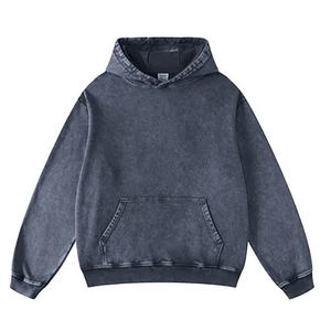 Conçu sur mesure de haute qualité en coton polaire pulls à capuche sweats à capuche pour hommes en détresse lavé numérique teint uni pour l'hiver - Product Image 2