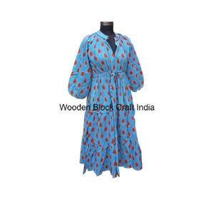 Robe midi Himanshi en coton imprimé floral et confortable faite à la main pour les femmes robe midi confortable de fête - Product Image 5