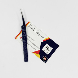 Pince à cils personnalisée violette en acier inoxydable étincelante à poignée en forme de cœur pince à cils droite à pointe solide et durable sans fibres - Product Image 5