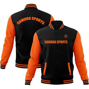 Chaqueta universitaria de manga larga con logotipo personalizado de cuero bordado de alta calidad de fabricante para hombre - Product Image 1