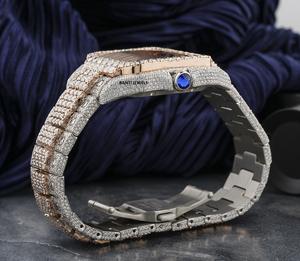 Reloj de Lujo Cuadrado Antiguo con Moissanita y Esfera de Cristal, Correa de 20mm, Esfera Romana, Joyería Hip Hop con Diamantes Incrustados - Product Image 5