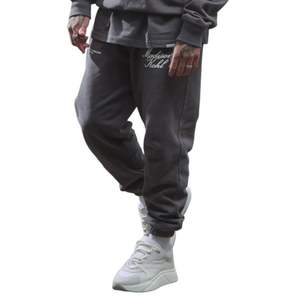 Time Flies Grey Cuffed <b>Jogger</b> 100 Percent Cotton Fleece Heavyweight Relaxed Fit Streetwear Pants With Screen Print & <b>Zip</b> <b>Pocket</b> - Product Image 5