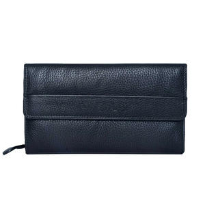 100% portefeuilles zippés en cuir bleu véritable pour femmes - Product Image 1