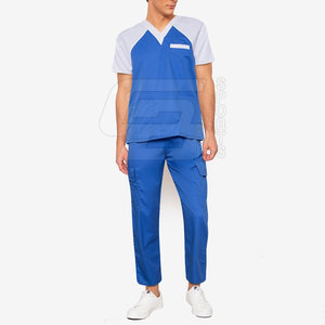 Hombres de manga corta con cuello en V 3 bolsillos Scrubs Algodón hecho médico Scrubs Top médicos Scrub traje hospitales médicos enfermera uniformes vestido - Product Image 1