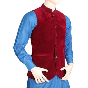 เสื้อกั๊กกำมะหยี่ผู้ชาย Chase Value สีแดงเลือดหมู ไซส์ 34 - Product Image 1