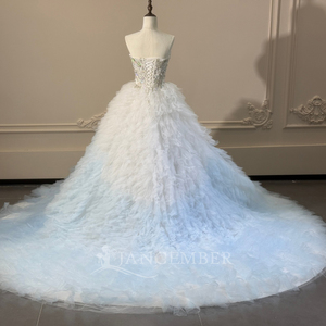 Robe de bal élégante Jancember XS291, style princesse, avec décolleté cœur, ornée de strass, à volants, pour soirée formelle - Product Image 4