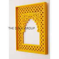 Bingkai Jali Dekoratif Dinding Kayu Buatan Tangan |   Panel Jendela Desain Lengkung Gaya Mughal Tradisional untuk Dekorasi Rumah Diwali
