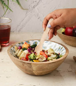 Wood <b>Salad</b> <b>Server</b> <b>Bowl</b> With Spoon Eco-Friendly Enamel Printed Wood Dish Polished <b>Salad</b> <b>Server</b> <b>Bowl</b> Lowest Price - Product Image 6