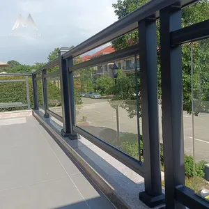 Garde-corps en aluminium pour escalier en métal noir élégant de haute qualité système de garde-corps de pont décoratif garde-corps de balcon en aluminium Design en verre