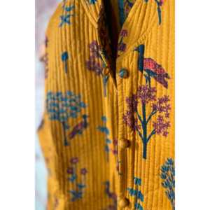 Handblock Printed Mughal <b>Women's</b> Vest Button-Decorated Outer Wear for Spring Summer Winter-Short Length <b>Knitted</b> Fabric <b>Waistcoat</b> - Product Image 3