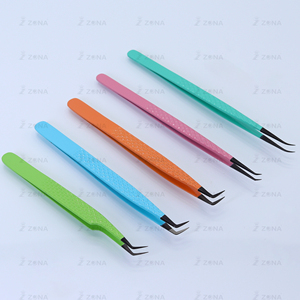 Pinces à cils personnalisées en acier inoxydable à pointe en fibre pour extensions de cils professionnelles – Vente en gros, ensemble 3D 5D 6D - Product Image 3