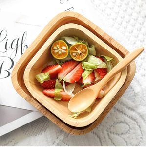 <b>Set</b> of 4 Sizes Disposable Wood Bowls Large Small <b>Plate</b> Snack Dessert Serving Dishes Modern Food Bowl salad bowl - Product Image 3