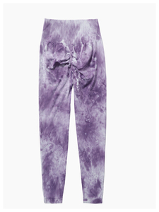 Pantalones de Yoga de cintura alta sin costuras teñidos con lazo, pantalones deportivos ajustados para correr para mujer, pantalones deportivos de secado rápido para levantamiento de cadera de melocotón - Product Image 5