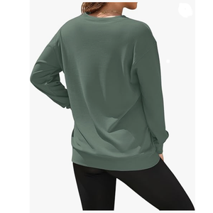 BD <b>Womens</b> Long Sleeve Casual Fall <b>Sweatshirt</b> <b>V</b> <b>Neck</b> Hoodless Pullover Tops Pockets Terry Fabric Winter Printed Design Front Logo - Product Image 4