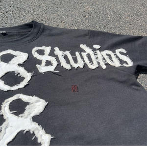 Conjunto de Camiseta y Pantalones Cortos de Algodón para Hombre, 250 GSM, Jersey, Logotipo Desgastado, Camiseta Extra Grande, Corte Regular - Product Image 5