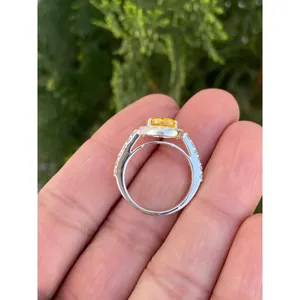 925 Silver Yellow Sapphire Ring with Bezel Setting Inlay Technology - Product Image 4