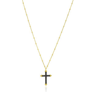 <b>Cross</b> Design Black Zircon Stone Charm Pendant Turkish Wholesale 925 Sterling Silver Jewelry - Product Image 1