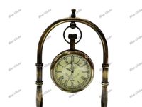 Horloge de bureau Art Déco en laiton antique CH, avec base boussole, faite à la main, à suspendre, personnalisable avec logo, forme cœur, pour anniversaire dorée