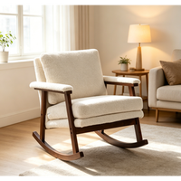 Fauteuil à bascule Teddy de style Mid-Century, fauteuil d'appoint avec structure en bois massif pour salon, chambre à coucher, véranda