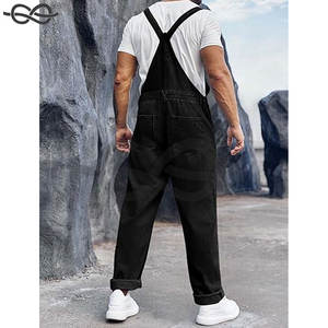 Salopette à bretelles en jean pour hommes Pantalon décontracté à coupe cintrée Bretelles réglables Combinaison de travail Vêtements d'extérieur - Product Image 5