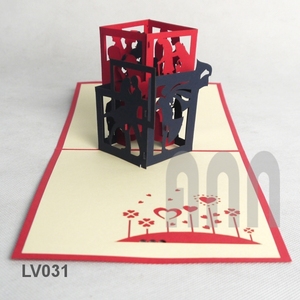 Love Cube 3D Pop up carte de voeux Couple créatif à la main papier creux cartes de sculpture - Product Image 5