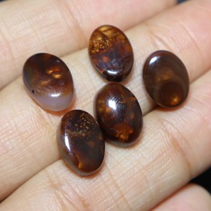 Cabochon d'agate de feu mexicaine 20.00 carats 5 pièces pierre précieuse coupe ovale lâche 11X9MM à 13X8MM douceur naturelle" - Product Image 2