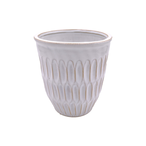 Modern White Ceramic <b>Ribbed</b> Texture Planter Functional Floor <b>Vase</b> - Product Image 2