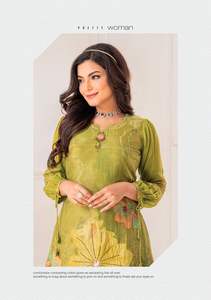 งานมือเครปหนักของนักออกแบบล่าสุดพิมพ์ชุด Kurti โดย Fab Zone - Product Image 5