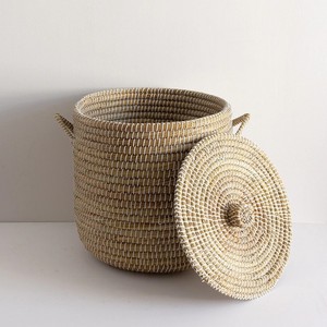 Panier en herbe de mer tissé à la main, accessoires de rangement pour la maison et le bureau, panier multifonctionnel en herbe de mer - Product Image 1