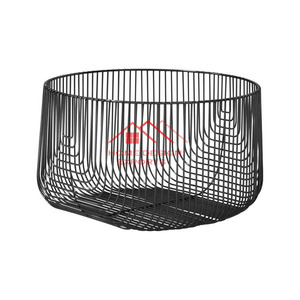 Hot Selling Factory Wholesale Iron Wire Mesh <b>Basket</b> <b>With</b> Handle in Matt <b>Black</b> Finished Product for Home Decoration - Product Image 2