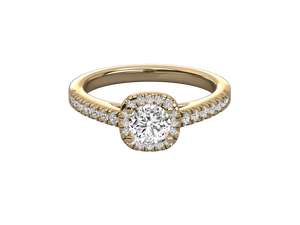 Bague de fiançailles en or massif plaqué 14 carats avec diamant de laboratoire taille radiant, serti en grappe, certifiée IGI, pour femme, Inde - Product Image 5