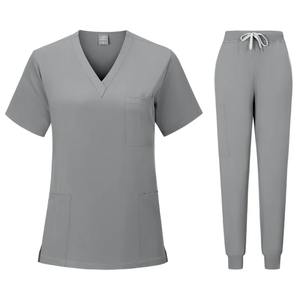 Uniformes de enfermera Mujer Manga corta Cuello en V Top Scrubs Jogger Pantalones Médico Scrubs Set Mujeres Verano Uniformes Casuales - Product Image 2