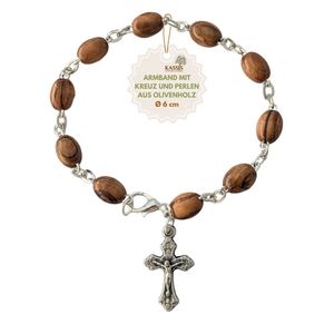 Bracelet avec perles ovales en bois d'olivier – Fait main à Bethléem - Product Image 1