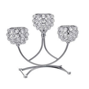 Bougeoirs de chandelier de décor à la maison bougeoir avec bougeoir en cristal de verre avec des perles de cristal élégantes pour la table à manger de café - Product Image 6