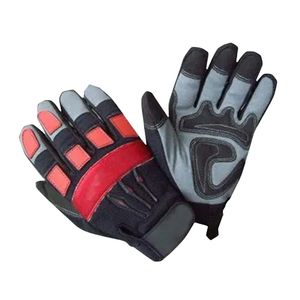 Gants de mécanicien industriels durables à prise flexible compatible avec écran tactile en cuir de chèvre léger rouge blanc - Product Image 4