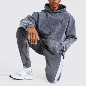 High Quality Long Sleeves <b>Men</b> Acid Wash <b>T</b>-<b>Shirts</b> Custom Logo Printing <b>Men</b> Acid Wash Tracksuit - Product Image 3