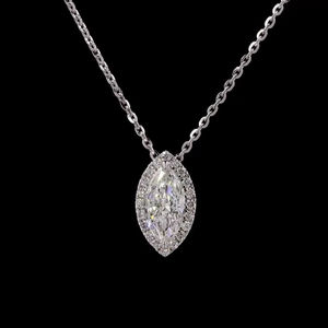 Collier Chic en or blanc 14 carats avec diamants de laboratoire Marquise 1.2 ct | Bijoux légers pour l'élégance quotidienne - Product Image 4