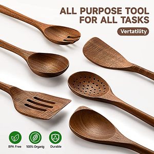 Cuchara de madera de primera calidad para servir, vajilla de cocina tallada a mano con mezcla de acero espejado hecha a mano con mango - Product Image 3