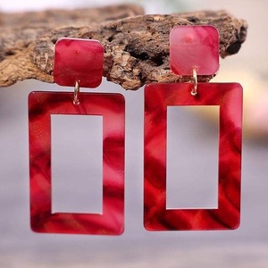 Boucles d'oreilles classiques en résine avec perles et diamants ovale carré Triangle fleur résine boucle d'oreille lune fruits formes pour mariages - Product Image 6
