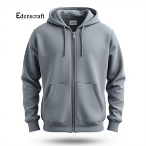 Sweat à capuche confortable et chaud en polaire pour hommes avec fermeture éclair Veste décontractée de couleur unie pour l'automne et l'hiver - Product Image 1