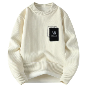 เสื้อสเวตเตอร์คอกลมลำลองสำหรับผู้ชาย, เสื้อกันหนาวคอตตอน100% เสื้อมีฮู้ดเสื้อสวมหัวพิมพ์กราฟิกพื้นเรียบออกแบบให้มีลายสำหรับฤดูหนาว - Product Image 3