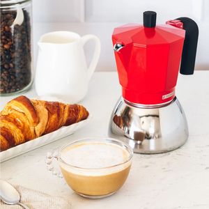 Caffettiera italiana in acciaio inox per induzione, rossa, 6 tazze (Monix M863106) - Product Image 2