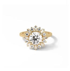 Anillos de Moissanita con Engaste Pavé en Forma de Corazón, Chapados en Oro de 14K, Diseño Atractivo, Exportación India, Joyería Certificada GRA para Mujer - Product Image 1