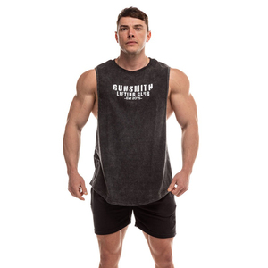 ODM 220Gsm Acid Wash 100%Cotton Basketball Shoulder Vest Custom Design Sleeveless Round Neck Collar Comfortable <b>Tank</b> <b>Top</b> <b>For</b> <b>Men</b> - Product Image 1