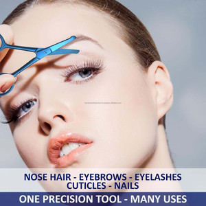 Tijeras de Acero Inoxidable Azul Titanio con Punta Redondeada para Recortar el Vello de las Orejas y la Nariz, Cejas, Bigote y Barba - Product Image 6